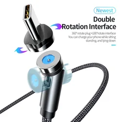 540 Degree Whirling Magnetic Charging Wire Firmer For Samsung Iphone Huawei Android Type-c