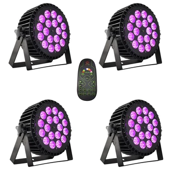 

4 pieces / remote control 18x12w rgbw 4in1 aluminum led par light dj party dyeing lights