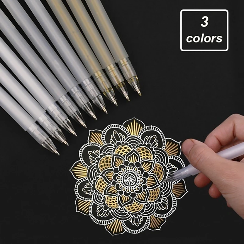 3Pcs Premium White Drawing Gel Pen Set 0.6mm Fine Tip Sketching Pens for Artists Black Papers Design School supplies | Канцтовары для