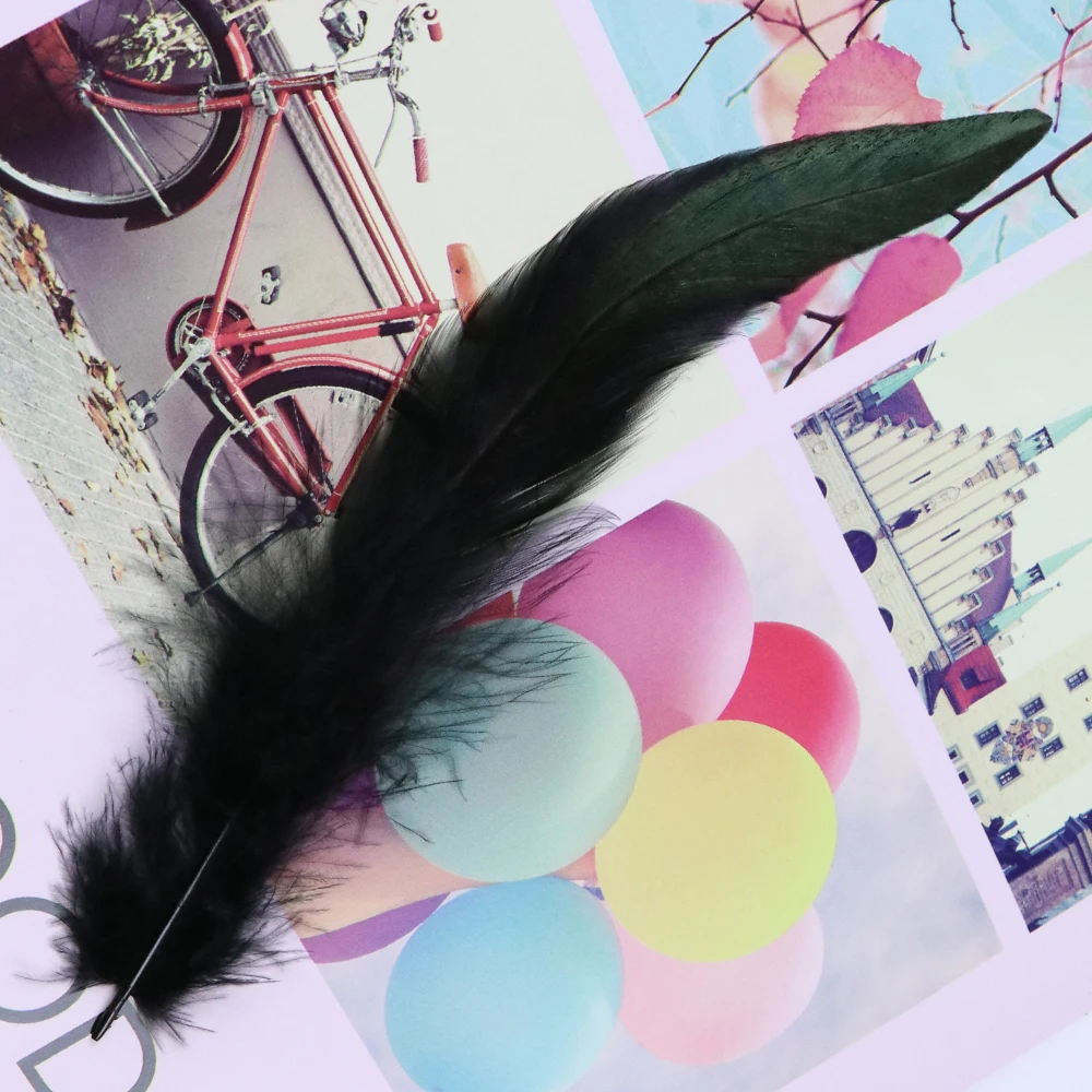 50 Stück/Packung Schwarze Hahnenfedern, gefärbt, bunte natürliche Fasanenfedern, 15-20 cm/6-8 Zoll, Kostümparty-Dekorationsfedern für Bastelarbeiten – Detail 12
