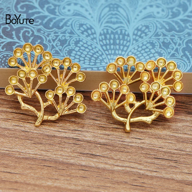 Gold Plated BoYuTe(10 шт./лот) 25*25 мм сосновый лист ветка металлический сплав материалы DIY ручной работы аксессуары для ювелирных изделий - Цвет: Gold Plated