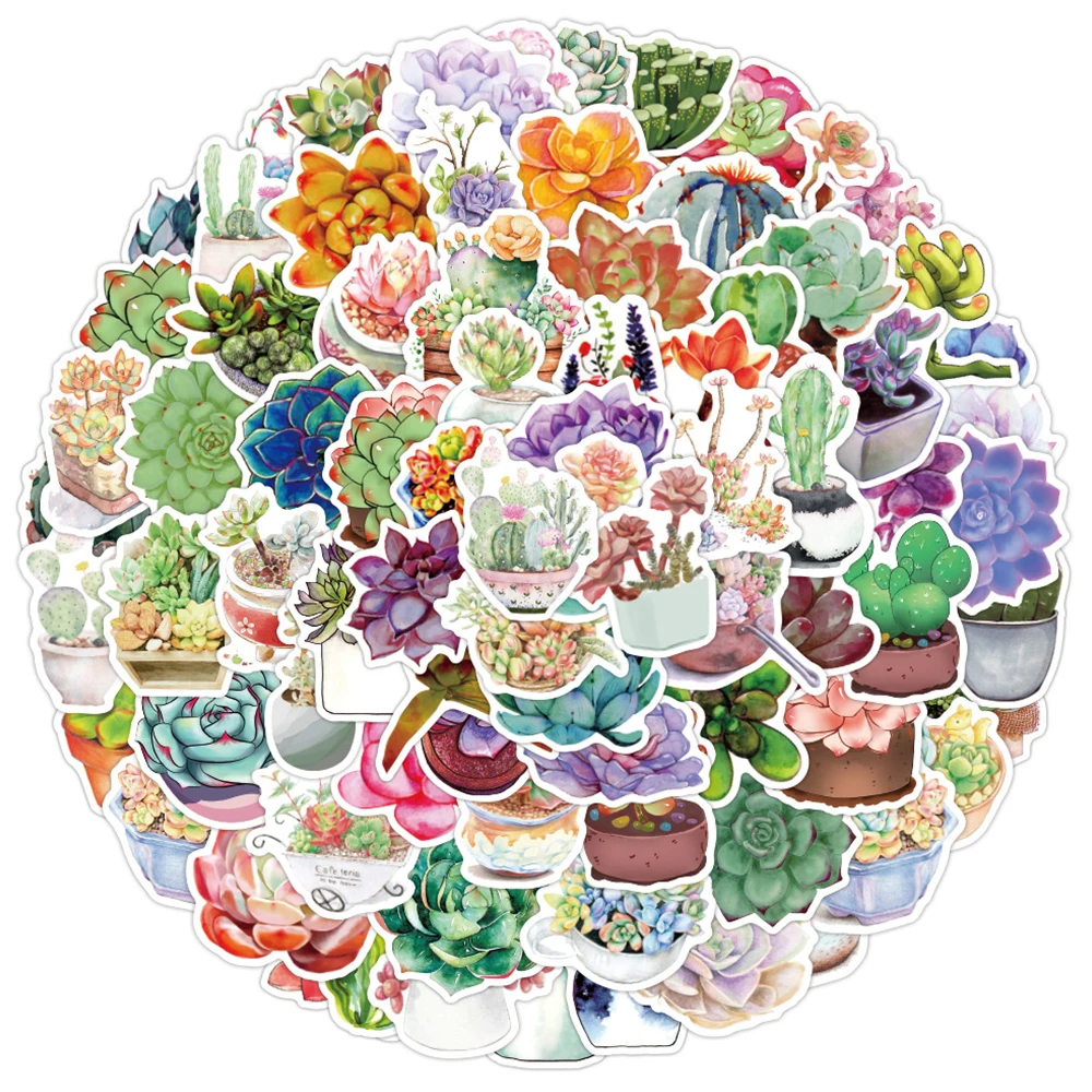 46 Pcs Plants Scrapbook Stickers Diy Decoration Paper Potted Plant Stickers  For Kid Diy Art Crafts Album Planners Laptop