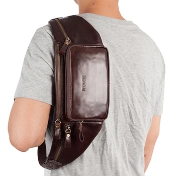 

Genuine Leather Designer Male Chest Fanny Packs Sport Women Hip Belt Wallet Bag Cell Phone Money Pouch Vintage Original Cowhide