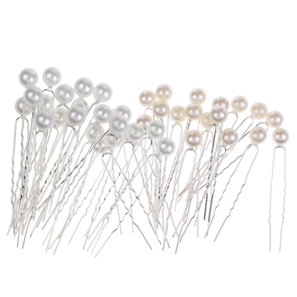 40 Pieces  Pearl Hair Pin Headpiece Fancy Hair Ornaments U Shaped Design