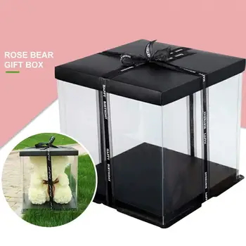 

PVC Portable Beautiful Gift Box Foldable Flower Box Wrapping Gift Case Living Room Valentine'S Day Festival Wedding Rose Party