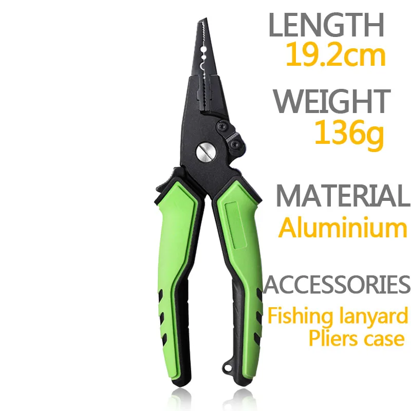 Alicates de pesca de aluminio autoblocantes, nuevos colores, alicates de corte de pesca con mango de goma