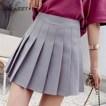 

College Wind High Waist Ladies Skirt Woman Simple Solid Color Slim Pleated Skirt Ladies New Casual Mini A Word Skirt Women 2019