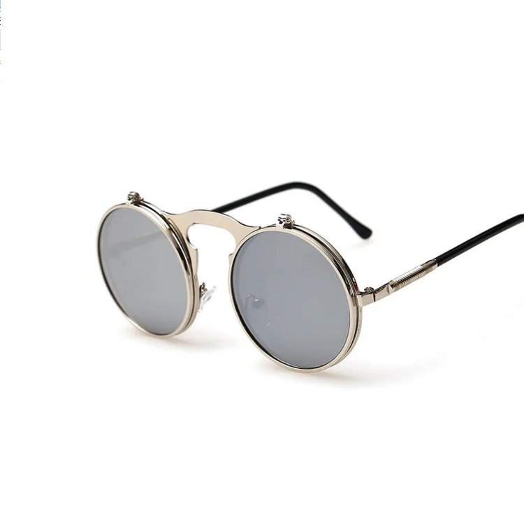 ray ban sunglasses women Retro Flip Round Sunglasses Men Women Metal Steampunk Style Sun Glasses Male Female Double Circular Clear Lens Eyeglasses fashion sunglasses Sunglasses