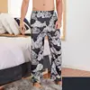 CEARPION Men Sleep Bottoms Satin Sleepwear Soft Nightgown Pants Elegant Crane Print Pajama Panties Male Lounge Night Wear ► Photo 3/6