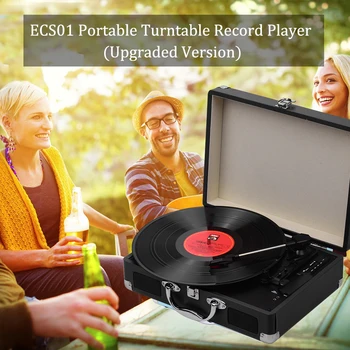 

Portable Turntable Record Player Classic Suitcase Style 3 Speed Record Player with Stereo Speakers USB Port Slot Support BT MP3