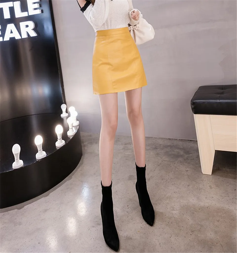 Leather Skirt Mini Pencil Black Women High Waist Skirts Clothing Winter Fall Harajuku Shortvintage Fashion Pu Streetwear
