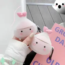 Earphone Cases for Airpods Pro Cute Silicone Cartoon Case for Apple Air pods Protector Cover Keychain For Airpods Case White Air