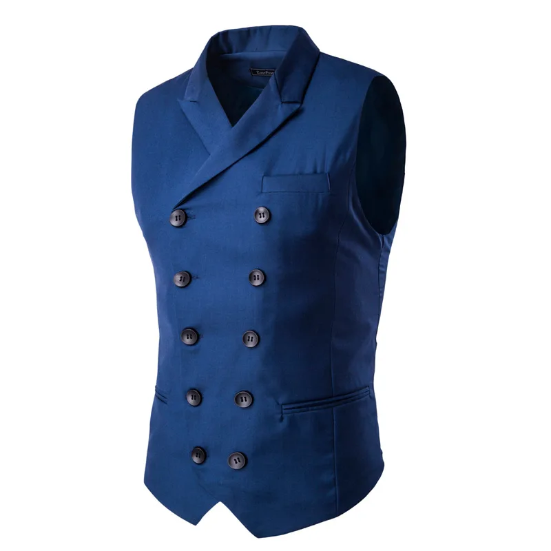 Весна и Осень Мужской приталенный shen shi kuan двубортный жилет корейский стиль приталенный костюм воротник Повседневный жилет пальто