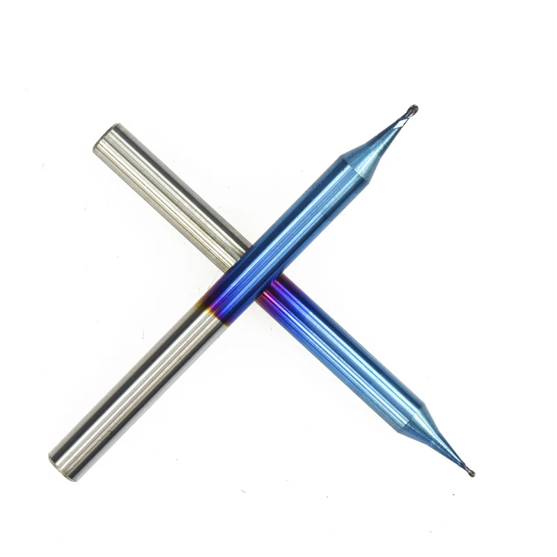 XCAN 1 шт. R0.1-R0.45 микро сферическая Концевая мельница с нано синим покрытием ЧПУ фреза 2 флейты микро карбид фреза