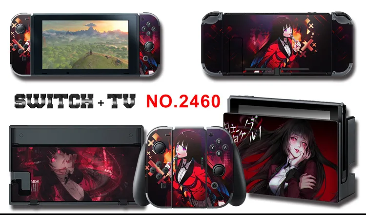 1set New Cute Anime Full Body Sticker for NS Switch Protective Cover Skin Colorful Art for Game Console Joy-Con Controller Decor