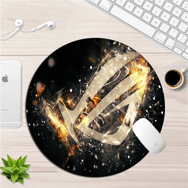 Серебристый 22x22 см круглый коврик для мыши Asus компьютерная игровая мышь аксессуары для ПК резиновый запирающийся край нескользящий прочный канцелярский стол коврик - Цвет: Серебристый