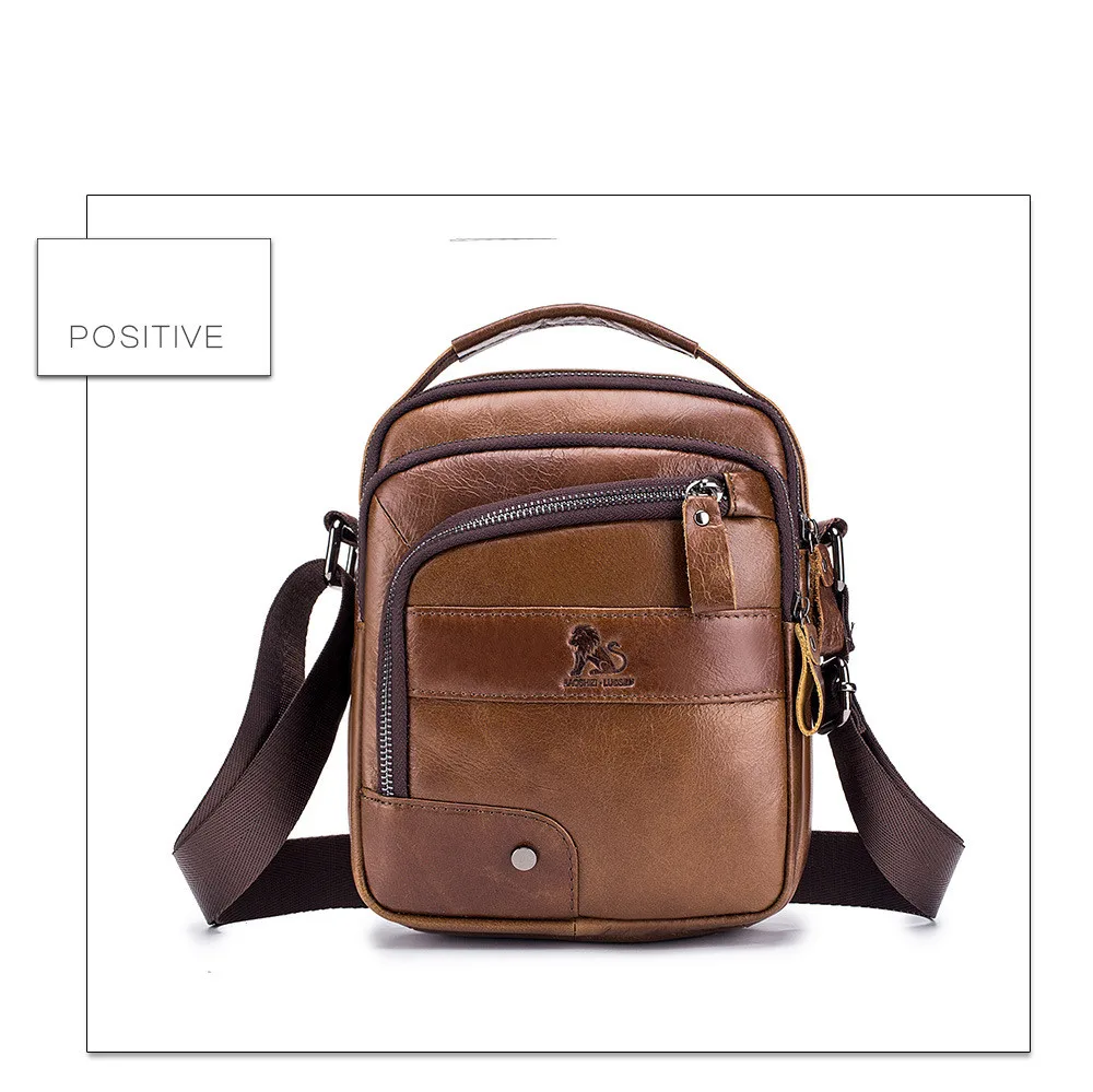 LAOSHIZI men's Genuine Leather Shoulder Bag Men Messenger Bags Small Casual Flap Zipper Design handbags Male CrossBody Bag