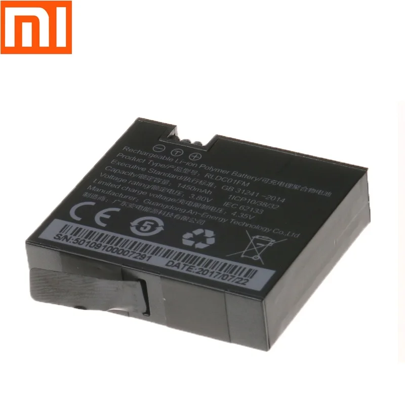 Baratos Original 1450mAh 3,8 V batería recargable para Xiaomi Mijia 4K Mini accesorios de Cámara de Acción baterías cargador funda de carga