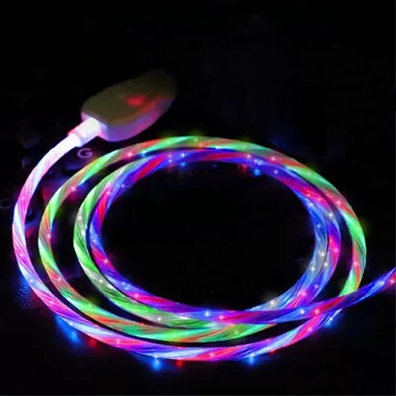 Светодиодный светящийся течет usb-шнур для Зарядное устройство Тип C/Micro Зарядка через USB кабель для передачи данных для iPhone X для samsung проводное зарядное устройство Шнур
