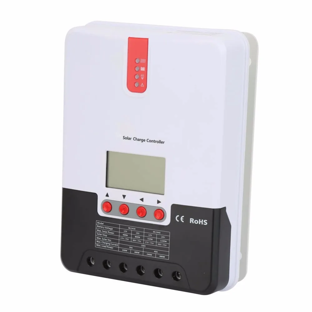 Новинка! 30/40A 12V 24V MPPT Контроллер заряда для фотоэлектрических систем с ЖК-дисплей Дисплей ML2430 ML2440