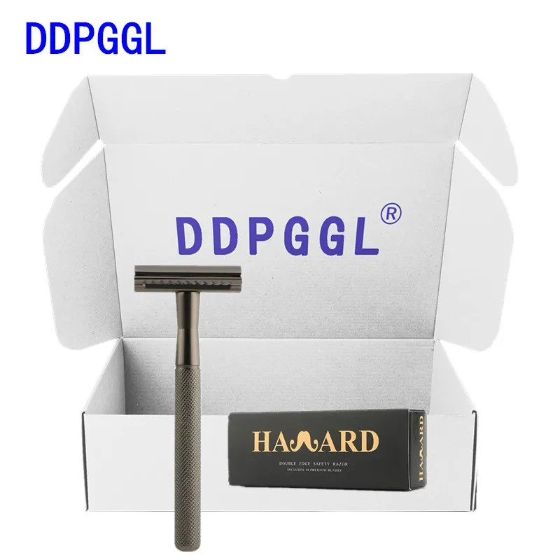

DDPGGL Razor Men's Double Edge Razor Safety Zinc Alloy Manual Shaving Razor Chrome Silver Women Hair Removal Shaver 10 Blades