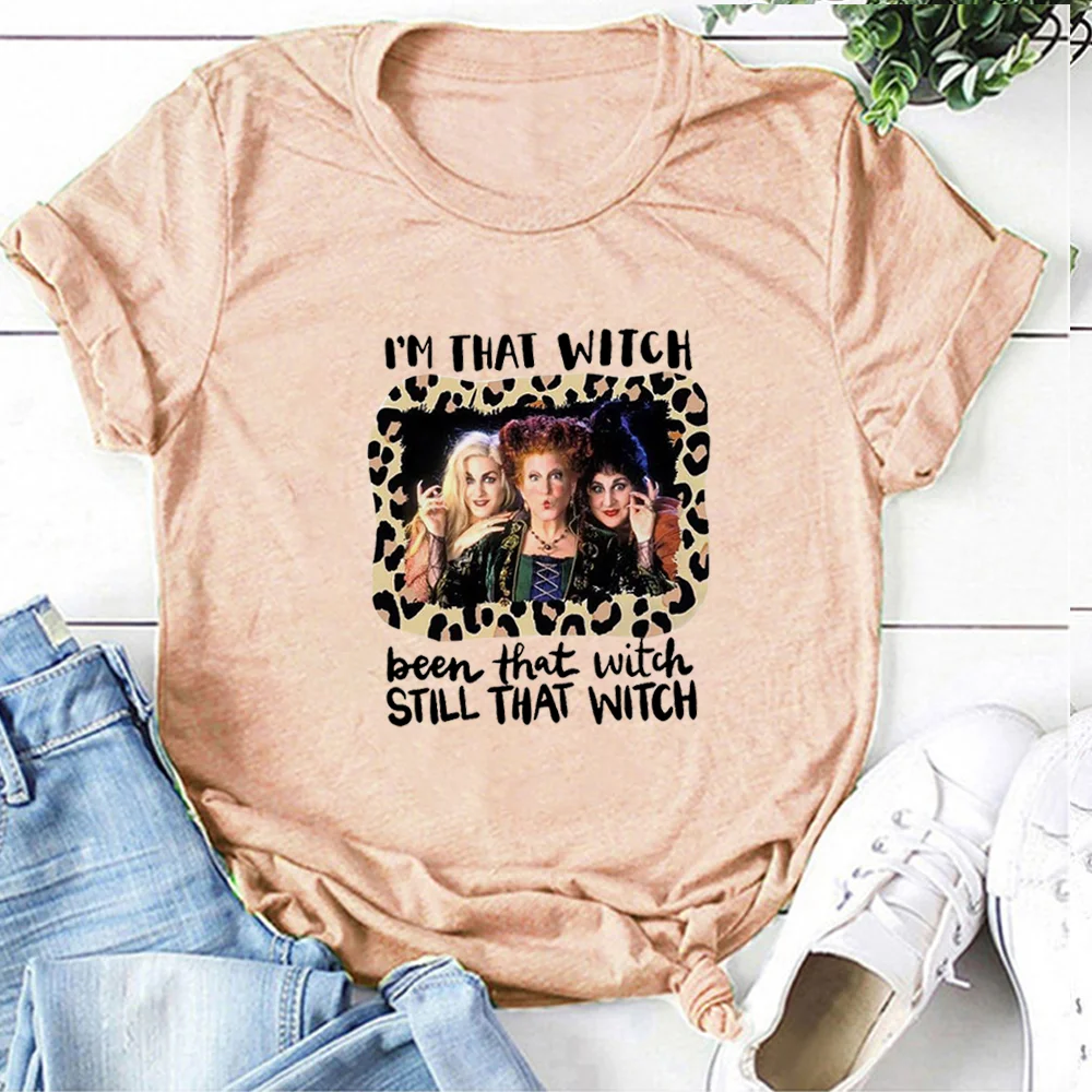 Im That Witch Been That Witch Printing T-shirts Women Summer Graphic Tees Funny Shirts for Women Loose Round Neck Harajuku Top
