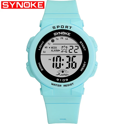 SYNOKE, модные, 50 м, водонепроницаемые, женские часы, светодиодный, цифровые часы, женские, силиконовый ремешок, спортивные, женские часы, relojes digitales mujer - Цвет: Lake green