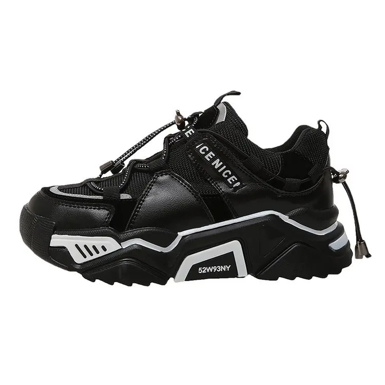 Женские кроссовки на платформе, не сужающиеся книзу массивные кроссовки, спортивная корзина для бега, женская обувь черного цвета, бренд INS Ulzzang, модная женская повседневная обувь, обувь для папы 5 см