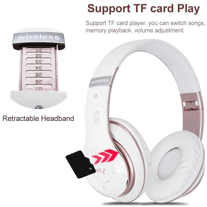 Wireless Headphones Over Ear Hi Fi Stereo Foldable Wireless Stereo Headsets Earbuds for mobile xiaomi iphone sumsamg tablet