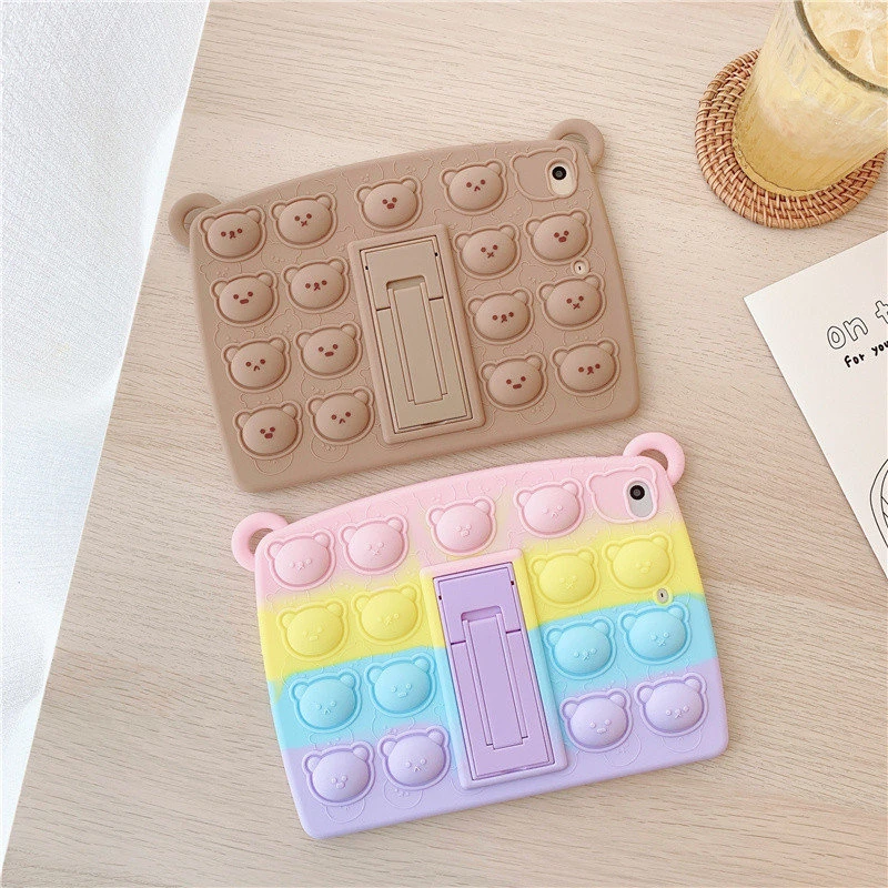 Cute Lovely Bear Popit Push Bubble Portable Silicone Holder Case ...