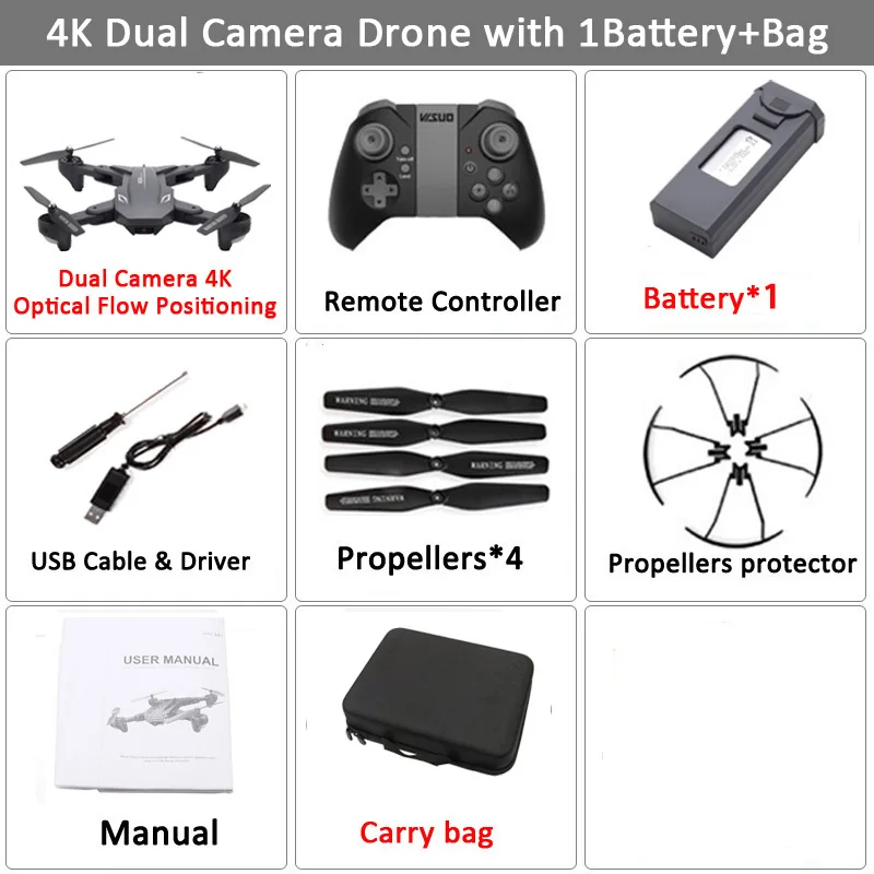 Visuo XS816 Радиоуправляемый Дрон оптический поток Радиоуправление с 4K двойной камерой wifi FPV Дрон жесты складной Квадрокоптер VS XS809HW xs809 - Цвет: Set16 4K 1BAT CB