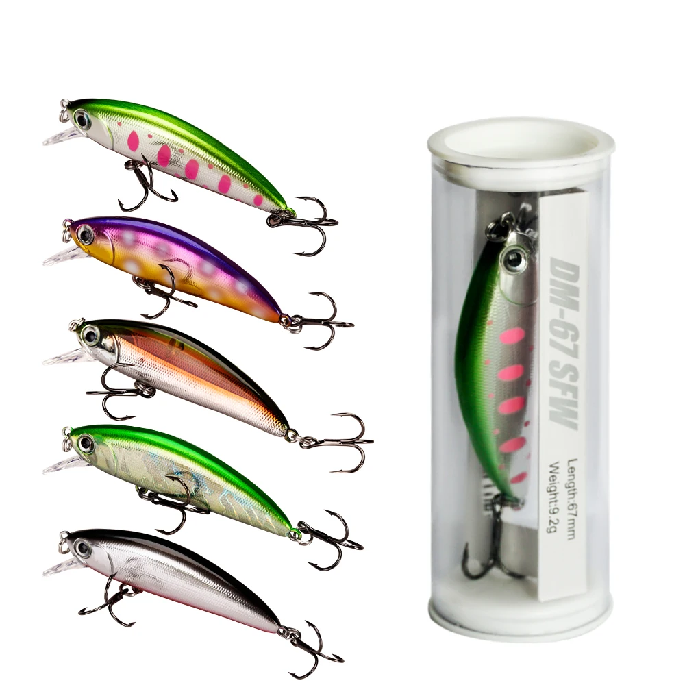 OBEI  Minnow Fishing Lure Laser Hard Artificial Bait 3D Eyes 67mm 9.2g Fishing Wobblers diving 0.25m-6.2m Crankbait Minnows