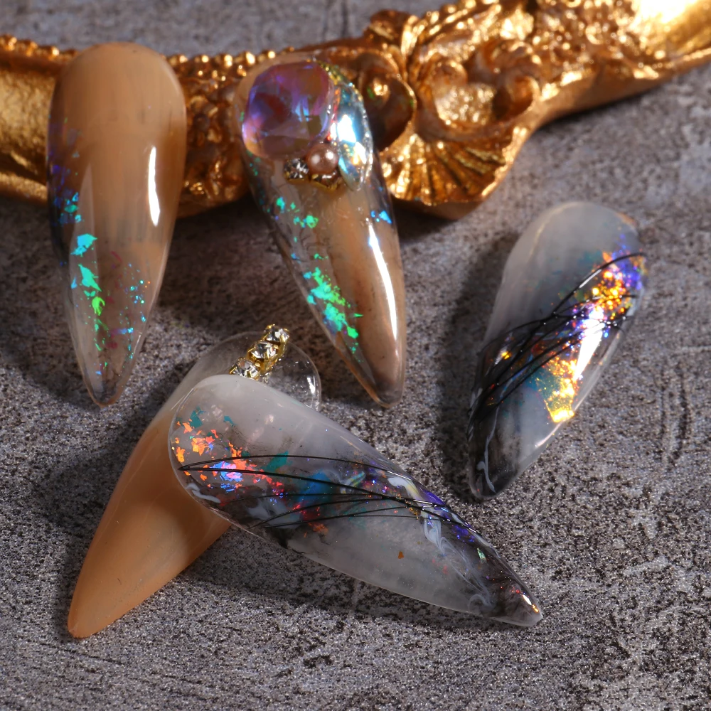Ice Crystal Opal Sequins Manicure Nail Powder Nail Flakes Nail Glitter Nail Decoration Nail Decorations Glitter Flakes Nail Paillettte 3D Thin Charms Decoration Aurora Powder Dust