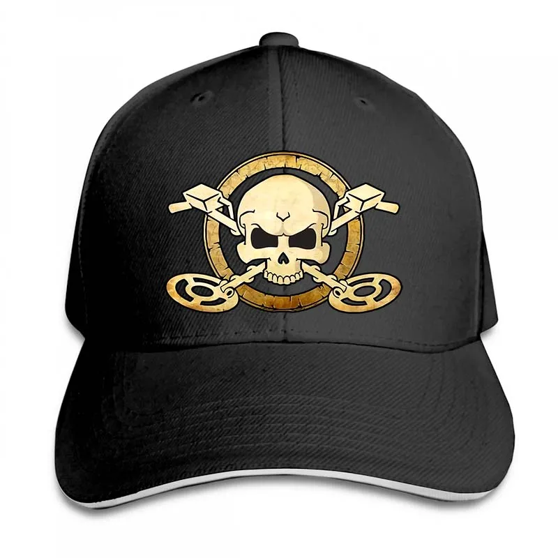 Men detectorist skull& crossbones Metal detector Treasure hunter 2 sided cotton badge(2) Baseball cap men women Trucker Hats - Цвет: 2-Black