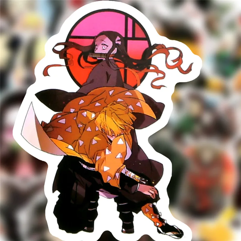 50 шт., наклейка с изображением демона: Kimetsu no Yaiba, аниме, s, ПВХ, наклейка с граффити, s, чемодан, чемодан, гитара для детей, игрушки