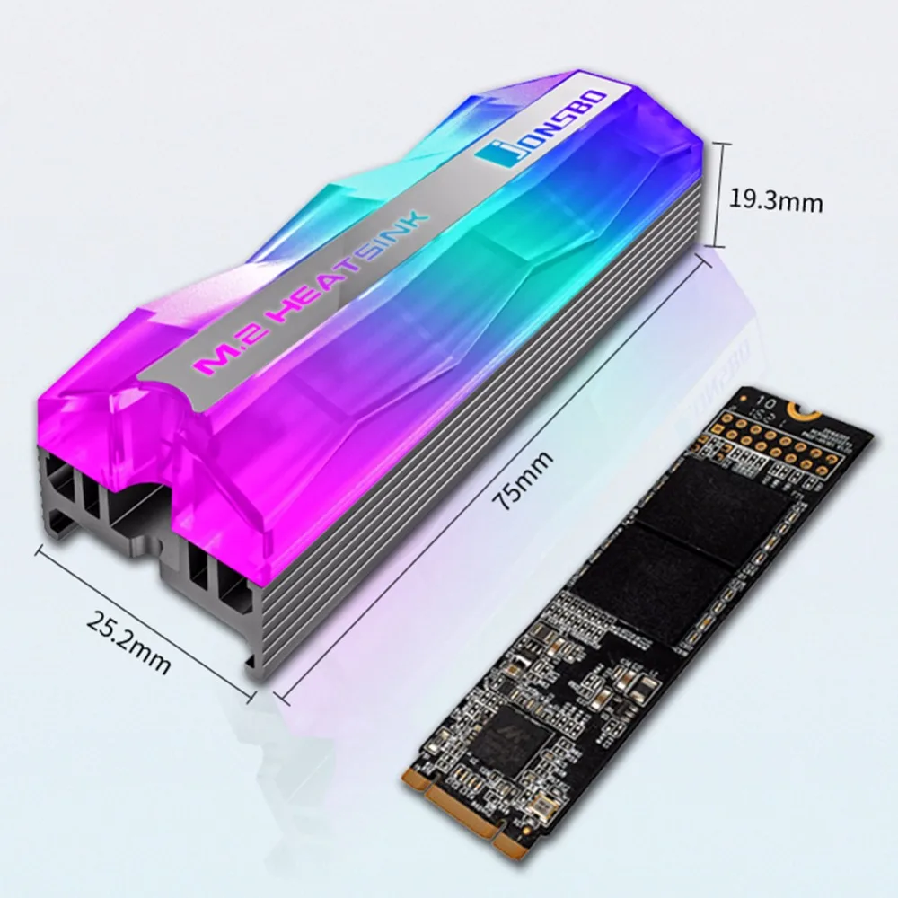 Jonsbo M.2 радиатор SSD M.2-2 кулер с подсветкой 5V 3Pin PC охлаждающая подставка Запчасти для NGFF NVME PCIE M.2 2280 твердотельный накопитель на жестком диске радиатора