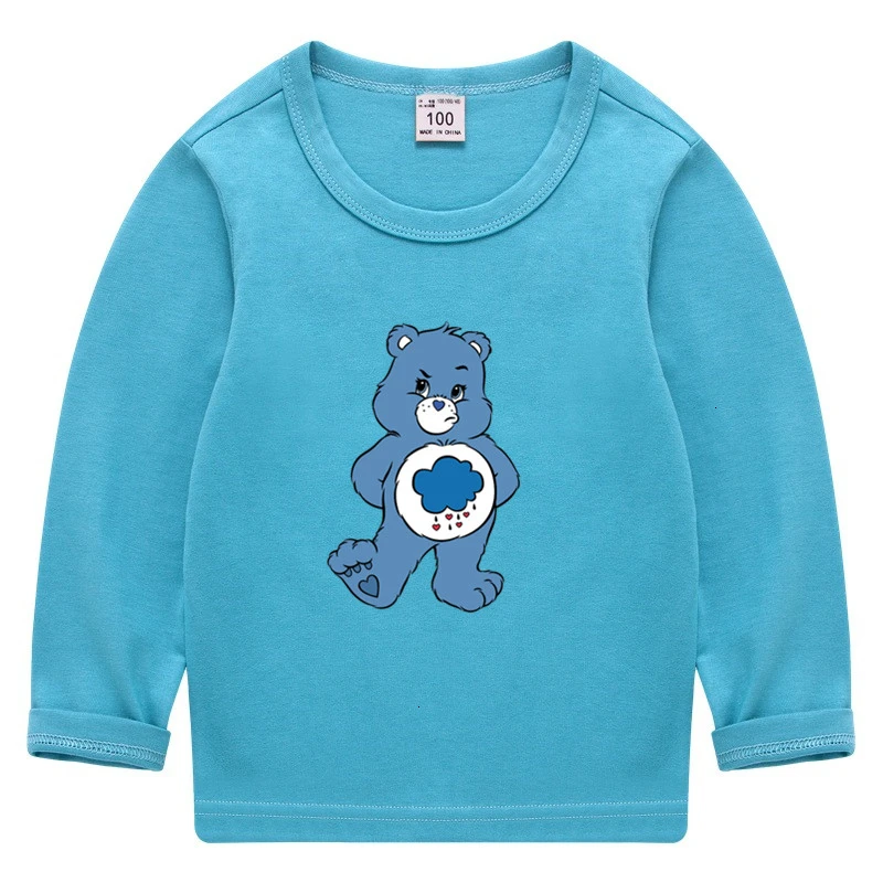 Care Bears/летние топы с круглым вырезом для мальчиков и девочек, смешная цветная футболка с длинными рукавами Детская футболка с рисунком для малышей - Цвет: as picture