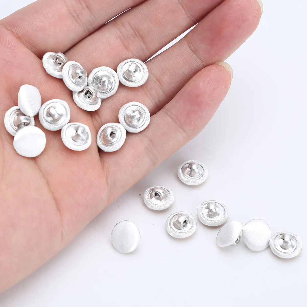 20Pcs Cloth Buttons Smooth Satin Covered Wedding Dress Back buckles Metal Shank Buttons for Tuxedo Suits Gowns Blouses Coats 5