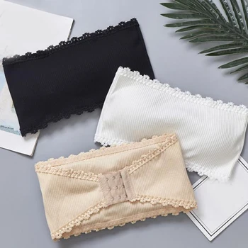 

1pcs Sexy Women's Lace Floral Bralet Bra Bustier Back Closure Bandeau Crop Top Padded Bra Bralette Strapless Tube Top Lingerie