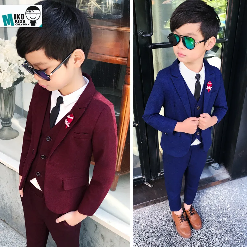 

England Spring And Autumn New Style Boys' Suit Set Children Korean-style Flower Boys/Flower Girls Tuxedo Three-piece Suit