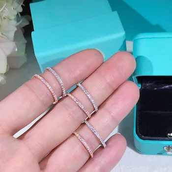 

Real 100% silver Rings for Women Simple 2020 Classic Wedding Ring with S925 stamp exquisite Diamond Female Wholesale Jewelry
