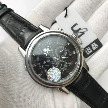 

AAA Silver Luxury watch double face men automatic U1 factory sapphire glass sweeping watches all small dials works