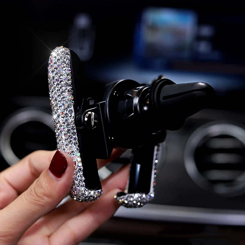 1 Pcs Universal Car Phone Holder Bling Glitter Car Air Vent Mobile Phone Holder for Women Auto Storage Interior Accessories