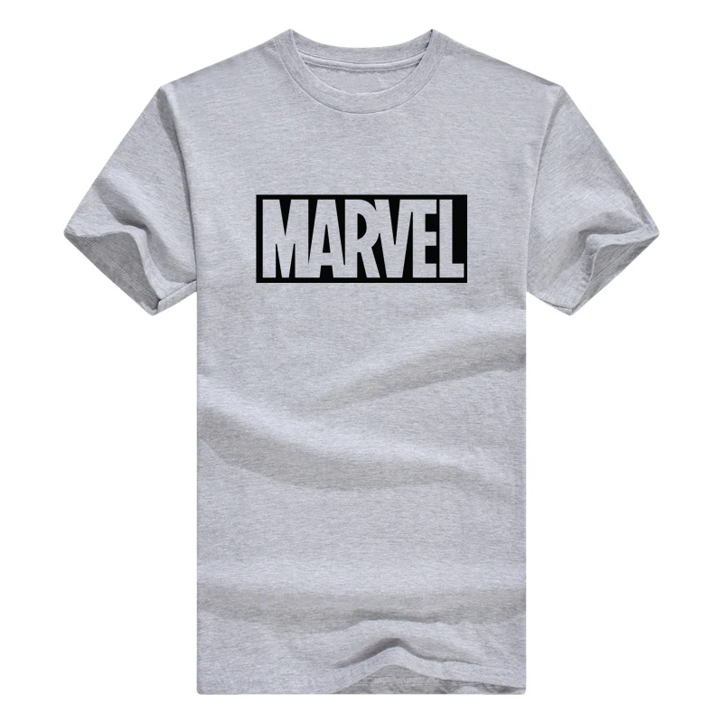 Модная футболка мужские футболки из хлопка с буквенным принтом MARVEL летняя футболка для мальчиков, футболка для катания на коньках Топы Рубашки повседневные с коротким рукавом - Цвет: D-gray