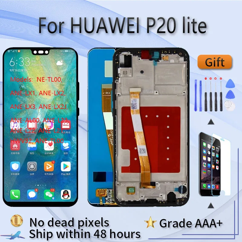 Для HUAWEI P20 Lite ANE LX1 LX2 LX3 LX2J AL00 L23 ЖК-экран в сборе с передним корпусом Сенсорное