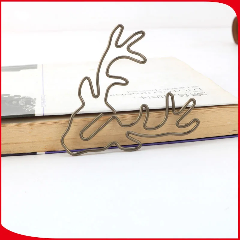 Retro Bronze Deer Head Cartoon Animal Metal Paper Clips 8pcs Children's School Supplies Office Stationery paper clips