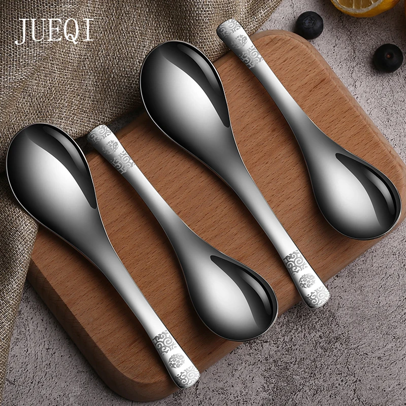 

JueQI 304 Stainless Steel Soup Spoon Deepen Thicken Large Capacity Small Spoon Creative Cinnerware 1