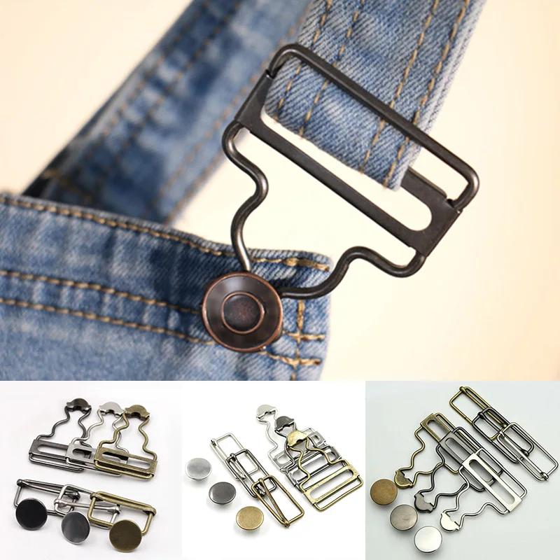 2Set Suspenders Buckle Fastener Rivets Brace Clips Overalls Sewing Metal Button