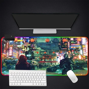 

RGB Mouse Pad Large Gaming Luminous Waterproof Non-slip Rubber Desk Mat Punk Anime Mousepad Computer Laptop Keyboard Desk Pad
