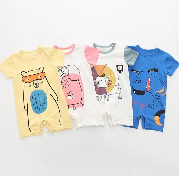 

Cute Elephant Cat Baby Climbing Clothes Odile Cotton Breathable Coveralls Clothes Short Sleeve Summer Baby Clothes